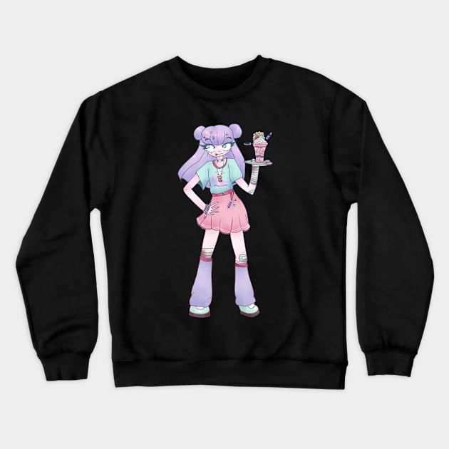 Menhera Girl With Ice Cream Sundae Yamikawaii CreepyCute Crewneck Sweatshirt by nhitori